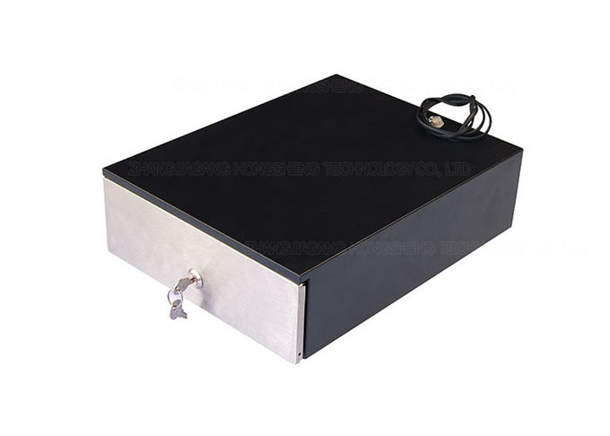 Custom Black Electronic Cash Drawer With Metal Front Panel For POS Machine